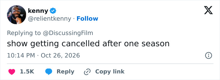 User tweet about the Hollywood TV reboot predicting the show will get cancelled after one season.