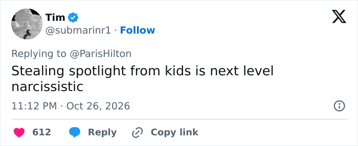 Social media comment criticizing Paris Hilton photoshoot involving her kids.