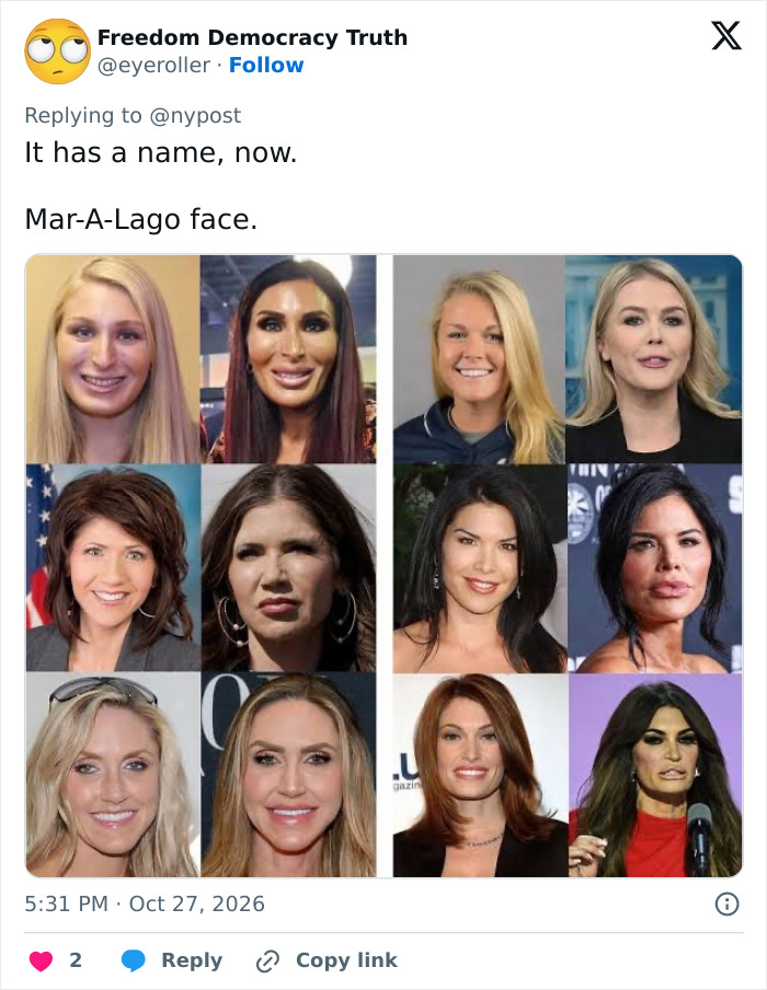 A grid of celebrity photos displaying cosmetic procedures in a post about plastic surgery.