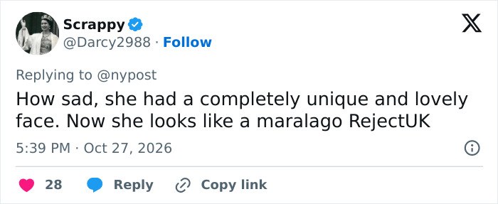 A social media post responding to Jennifer Lawrence plastic surgery discussions.