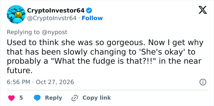 A user tweet reacting to news about Jennifer Lawrence plastic surgery.