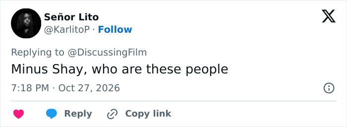 A social media reaction to the TV reboot cast asking who these people are besides Shay.