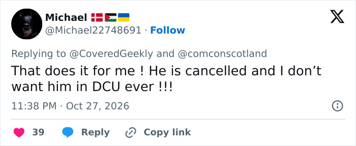 A social media user calling to cancel a Hollywood heartthrob after his Amber Heard lawsuit joke.