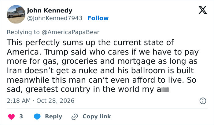 A user comment reacting to the store employee's emotional confession and criticizing current economic conditions. A user comment reacting to the store employee's emotional confession and criticizing current economic conditions.