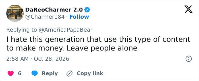 Social media comment criticizing an Instagram prankster for using viral content to make money off store employees. Social media comment criticizing an Instagram prankster for using viral content to make money off store employees.