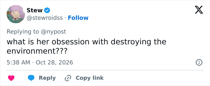 A social media user criticizing Taylor Swift's environmental impact over wedding decor choices. A social media user criticizing Taylor Swift's environmental impact over wedding decor choices.