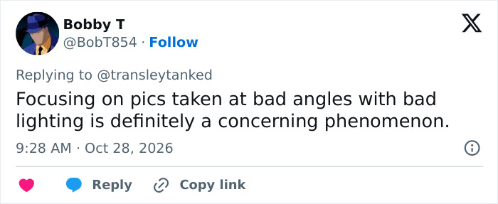A social media comment discussing bad angles and Gracie Abrams transformation photos.