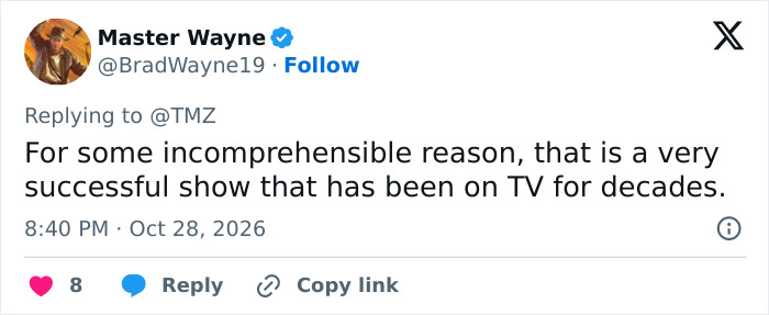A social media post questioning the longevity of a show after a TV show host sparks fury.