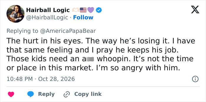 A user comment reacting to the emotional confession of a store employee hurt by an Instagram prankster. A user comment reacting to the emotional confession of a store employee hurt by an Instagram prankster.