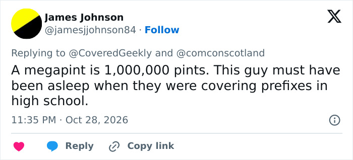 A comment referencing a megapint during discussions surrounding the Amber Heard lawsuit joke.