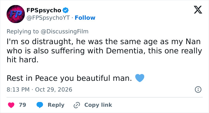 A fan tweet expressing sadness over Lewy Body Dementia and honoring Patrick Stewart. A fan tweet expressing sadness over Lewy Body Dementia and honoring Patrick Stewart.