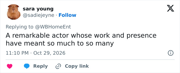 A fan post honoring Patrick Stewart as a remarkable actor whose work meant so much to many. A fan post honoring Patrick Stewart as a remarkable actor whose work meant so much to many.