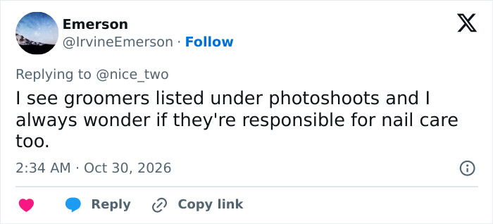 A tweet questioning photo shoot groomers during a Sexiest Man Alive photoshoot.