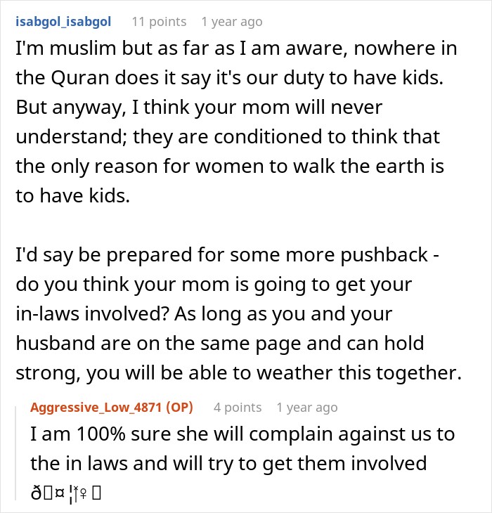Mom Says There Is "No Point" For Daughter's Life If She's Not Going To Have Kids Mom Says There Is "No Point" For Daughter's Life If She's Not Going To Have Kids