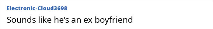A short online comment calling the unfaithful partner an ex boyfriend.