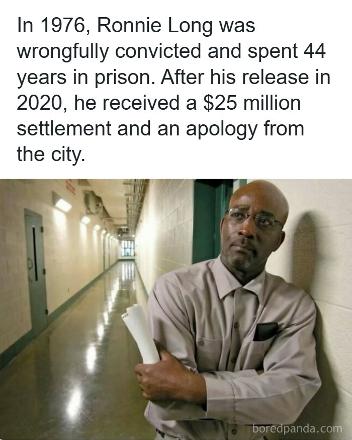 Ronnie Long leaning against a prison wall, representing creepy facts and news stories of wrongful conviction.