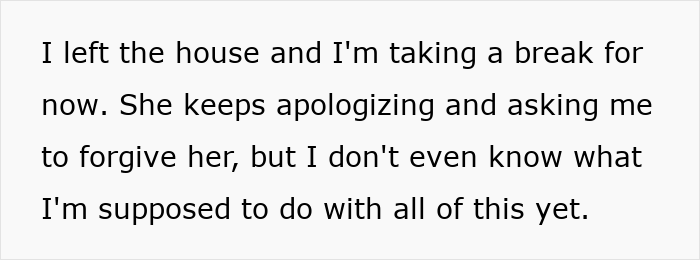 A text post discussing a husband leaving home after his wife begged for forgiveness during a girls trip fallout.