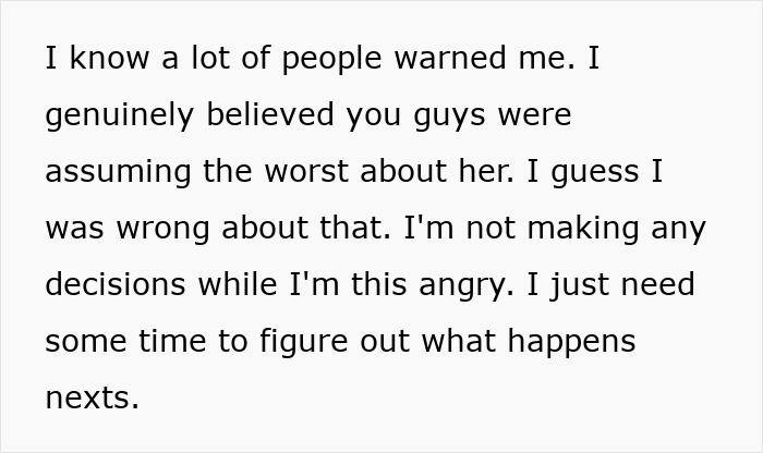 A social media text post showing a husband reflecting on online warnings about his wife's girls trip behavior.