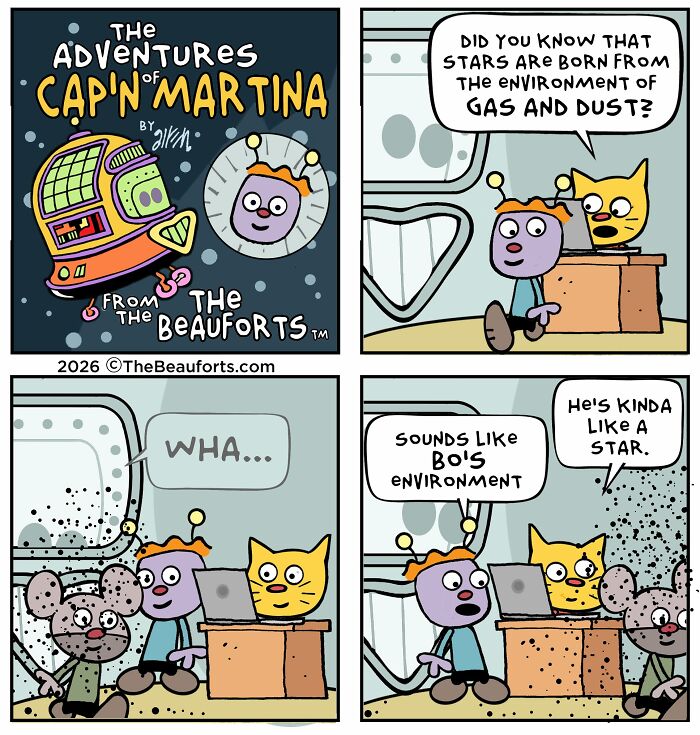 Funny space comics about alien characters learning how stars are born from gas and dust. Funny space comics about alien characters learning how stars are born from gas and dust.