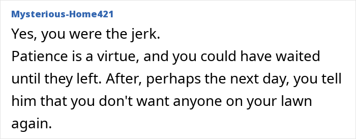Comment thread discussion about property rights and a neighbor's paid tour mistake.