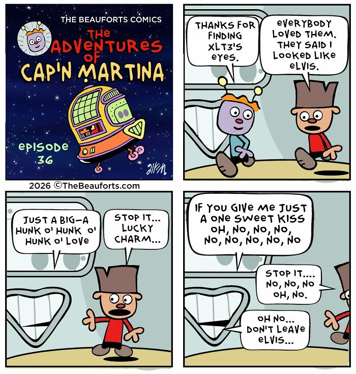 Funny space comic panel featuring a character singing Elvis songs in a funny sci-fi scenario. Funny space comic panel featuring a character singing Elvis songs in a funny sci-fi scenario.
