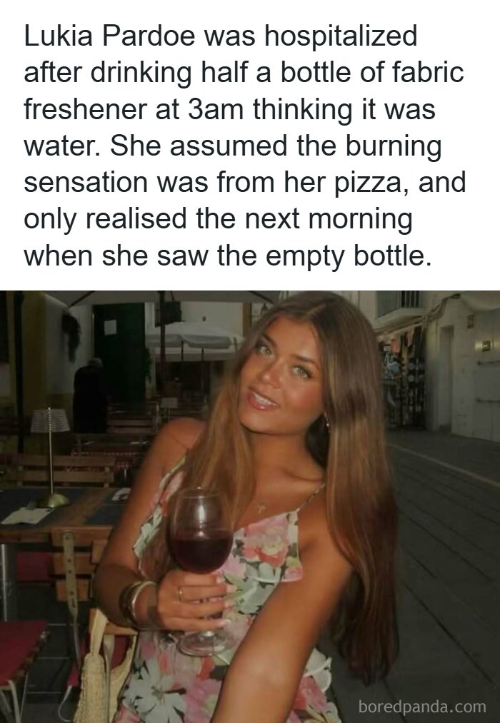 Lukia Pardoe holding a glass of wine, representing creepy facts and news stories.