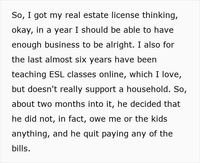 Text detailing how a former tradwife got her real estate license and worked three jobs. Text detailing how a former tradwife got her real estate license and worked three jobs.