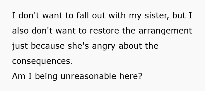 Text explaining a mother refusing to restore childcare after an aunt leaves niece at school. Text explaining a mother refusing to restore childcare after an aunt leaves niece at school.