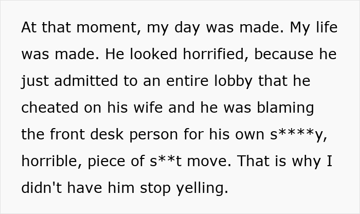 Man admits cheating in hotel lobby and blames front desk staff Man admits cheating in hotel lobby and blames front desk staff
