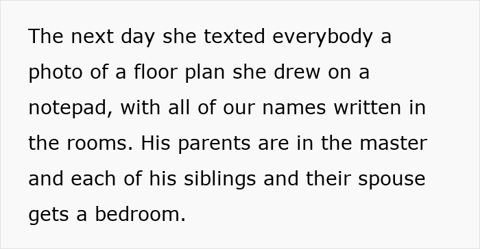 Online post describing how a MIL assigned lake house bedrooms, placing a child-free couple in a bunk room. Online post describing how a MIL assigned lake house bedrooms, placing a child-free couple in a bunk room.