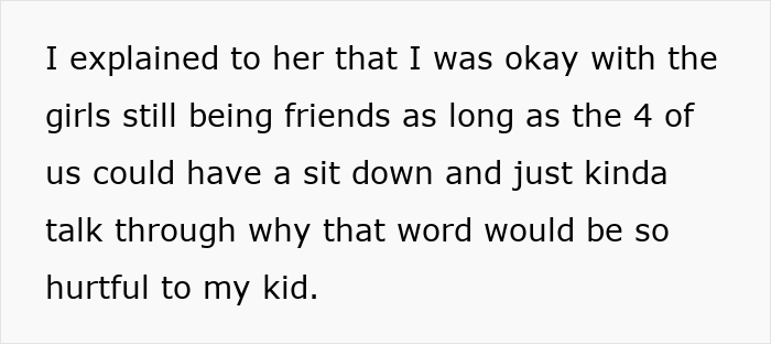 A parent proposing a discussion regarding hurtful words in a story about an unhinged mom. A parent proposing a discussion regarding hurtful words in a story about an unhinged mom.