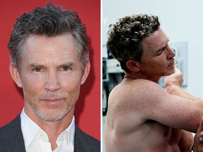 Side-by-side photos of actor Shawn Hatosy, suggested as a Hollywood Hunk by fans.