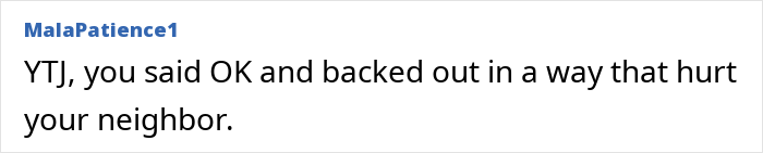 Social media comment discussing a dispute over access to a neighbor property during a paid tour.