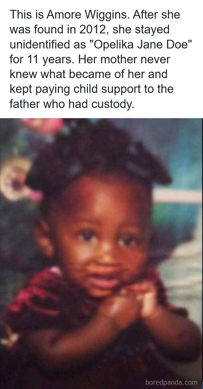Young Amore Wiggins, whose story is among creepy facts and news stories about unsolved identity mysteries.