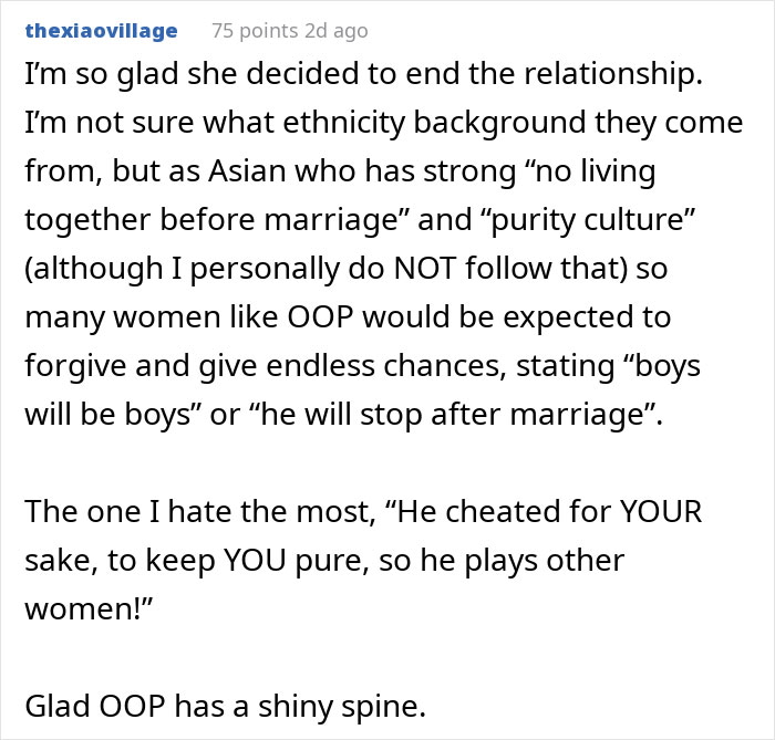 An online comment about ending a relationship, related to a woman who waits in fear while her boyfriend is in hospital.