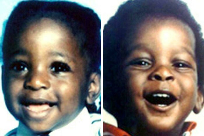 Side-by-side photos of two young children, part of unsolved creepy mysteries from around the web.
