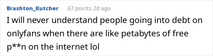 A user comment about spending money online, from a thread about a woman who waits in fear during her partner's surgery.