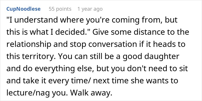 Mom Says There Is "No Point" For Daughter's Life If She's Not Going To Have Kids Mom Says There Is "No Point" For Daughter's Life If She's Not Going To Have Kids