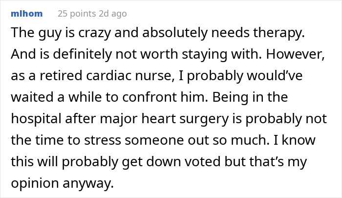 A comment from a retired cardiac nurse about hospital stress, related to a story where a woman waits in fear.