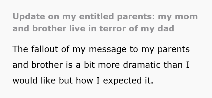 An update about setting a clear boundary before giving birth showing a dad reacting negatively to his family. An update about setting a clear boundary before giving birth showing a dad reacting negatively to his family.