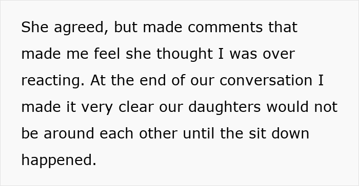 Text explaining a mother setting boundaries with an unhinged mom to protect her daughter. Text explaining a mother setting boundaries with an unhinged mom to protect her daughter.