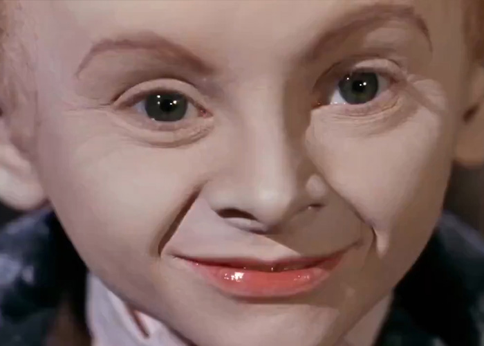 Close-up of Rumpelstiltskin Tiptoe man with pale skin and a mischievous grin Close-up of Rumpelstiltskin Tiptoe man with pale skin and a mischievous grin