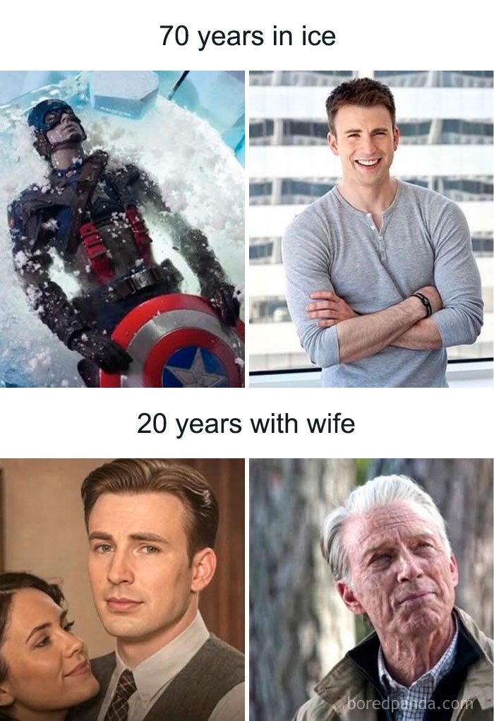 Relatable meme comparing 70 years in ice versus 20 years with wife