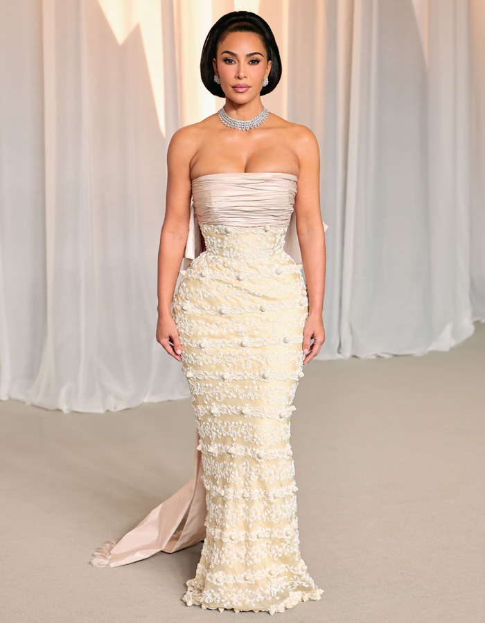 Woman in strapless detailed fabric gown at Academy Museum Gala worst-dressed list