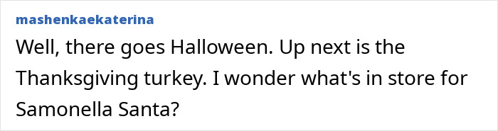 Social comment questioning safety risks during Halloween activities like pumpkin carving.