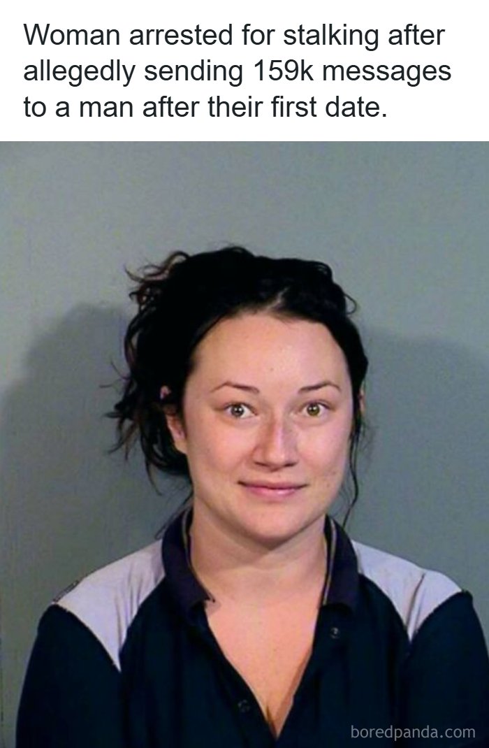 A woman mugshot representing creepy facts of extreme stalking behaviour.