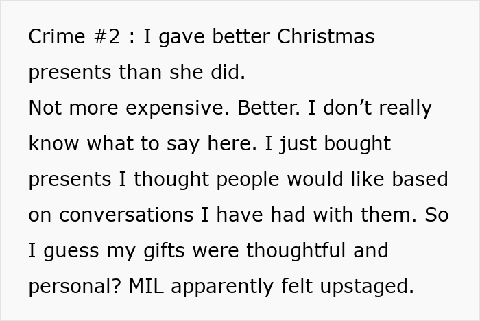 Text about Christmas presents in toxic mom family control story Text about Christmas presents in toxic mom family control story