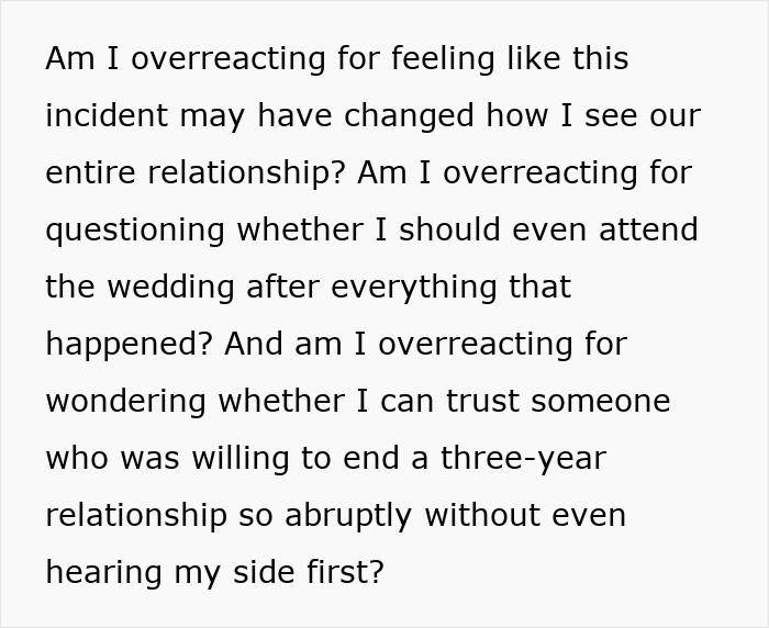 A black text post describing relationship struggles before a wedding. A black text post describing relationship struggles before a wedding.