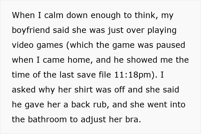 A black text block about a panicking BF trying to justify another girl being in his home A black text block about a panicking BF trying to justify another girl being in his home