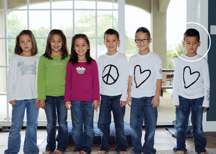 Young Gosselin children lined up indoors with Collin Gosselin circled on the right Young Gosselin children lined up indoors with Collin Gosselin circled on the right